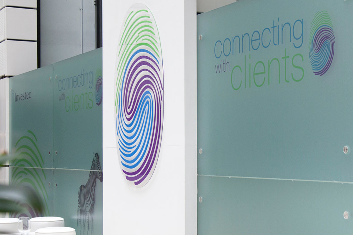 Investec – Connecting with clients identity logo branding and interiors